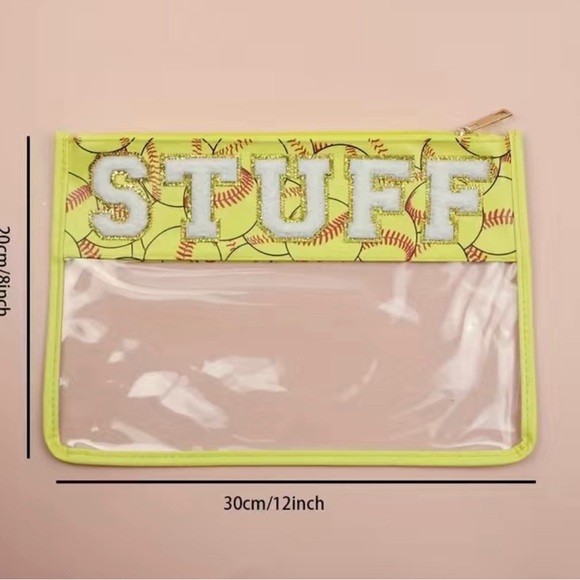 Softball clear zipper “STUFF” pouch - Picture 2 of 3